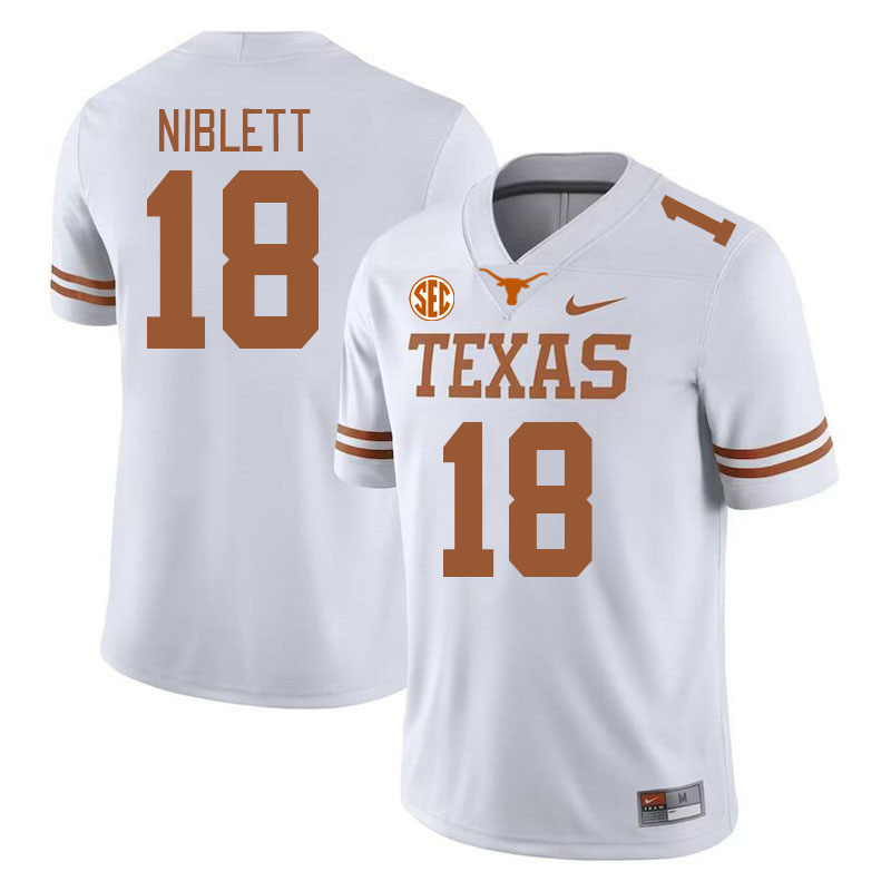 # 18 Ryan Niblett Texas Longhorns Jerseys Football Stitched-White